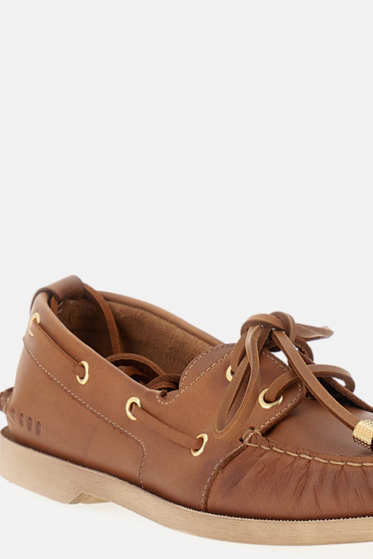 Golden Goose Brown Leather Boat Loafer