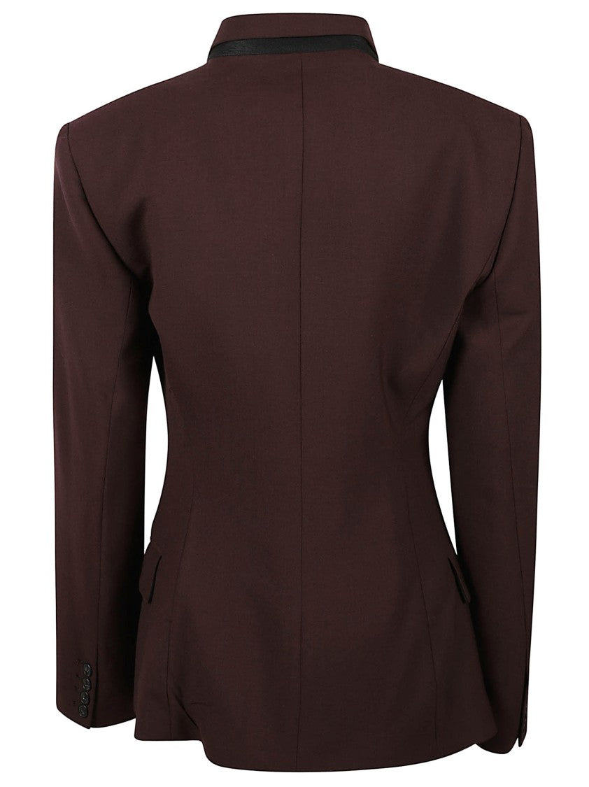 Iro Tailored Deep Burgundy Double-Breasted Jacket With Black Detailing