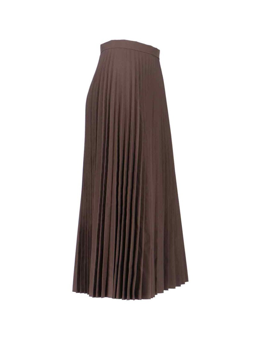 Mm6 By Maison Margiela Pleated Midi Skirt – Brown
