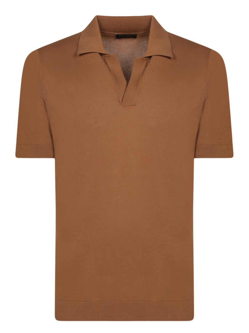 Dell'oglio Classic Polo Brown T-Shirt In Soft Cotton