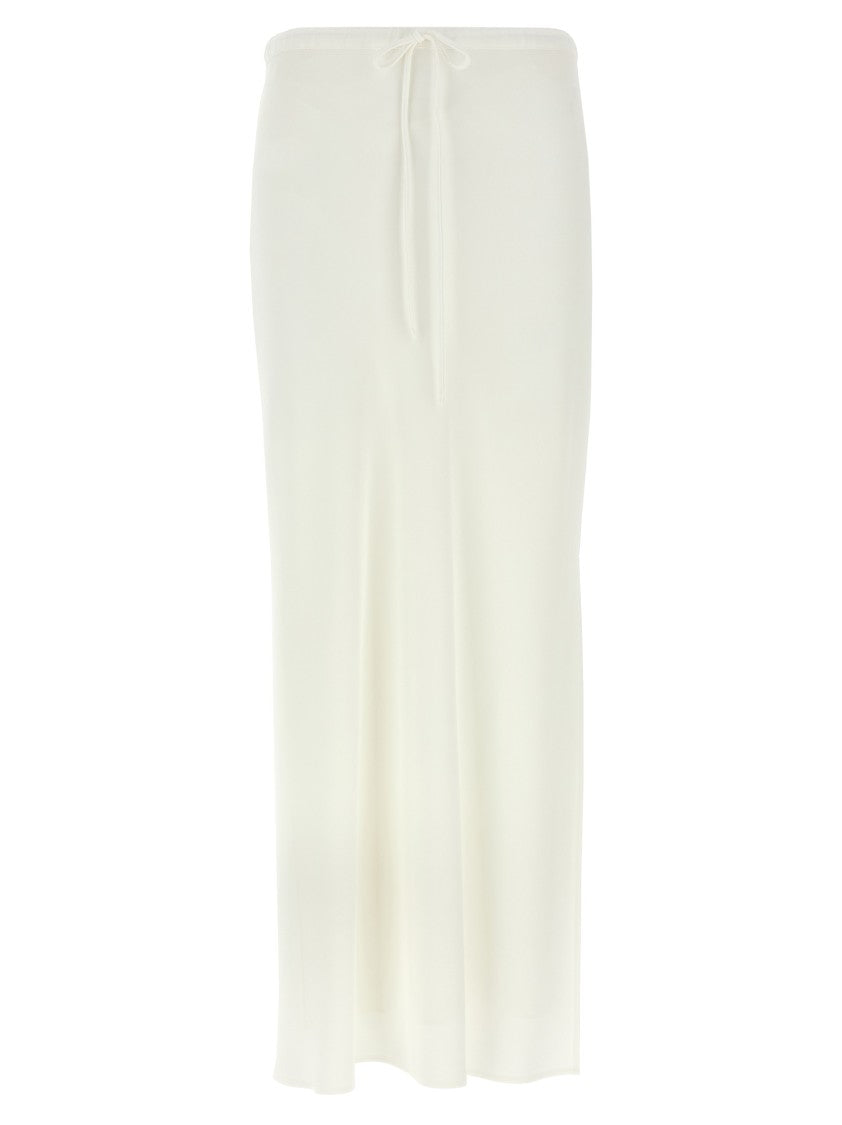 Brunello Cucinelli Silk Blend Midi Skirt With Adjustable Waist