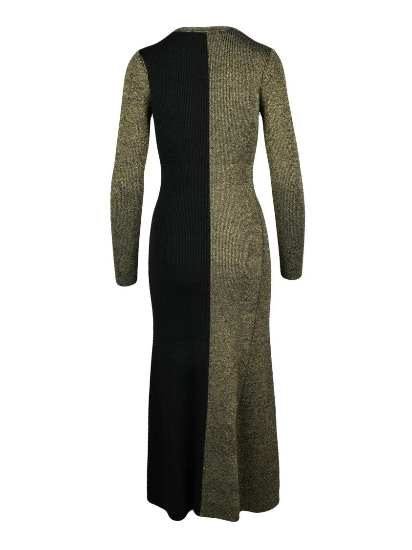 Trash And Luxury Black/Gold Viscose-Blend Lurex Knit Midi Dress