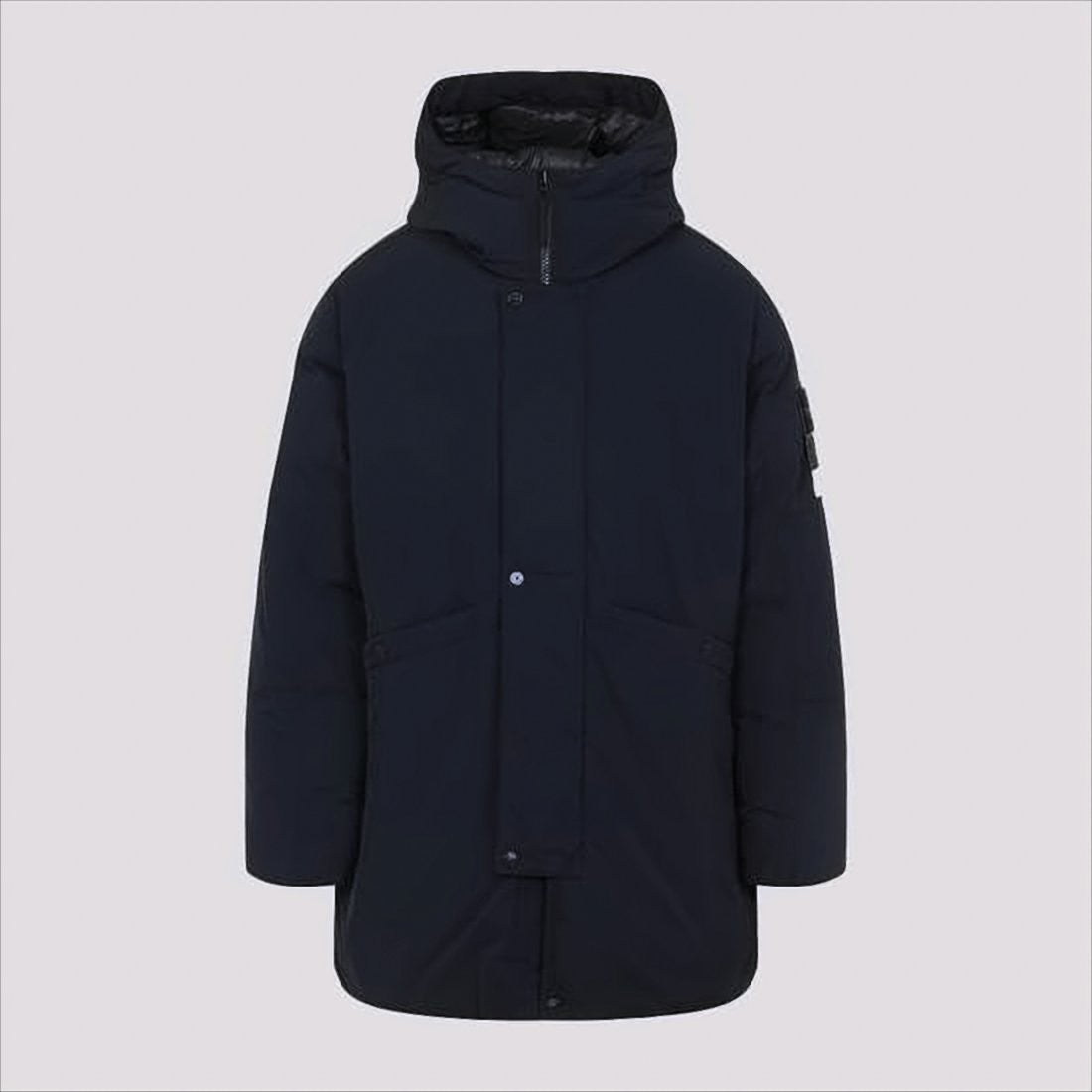 Stone Island Long Insulated Padded Jacket With High Collar And Hood