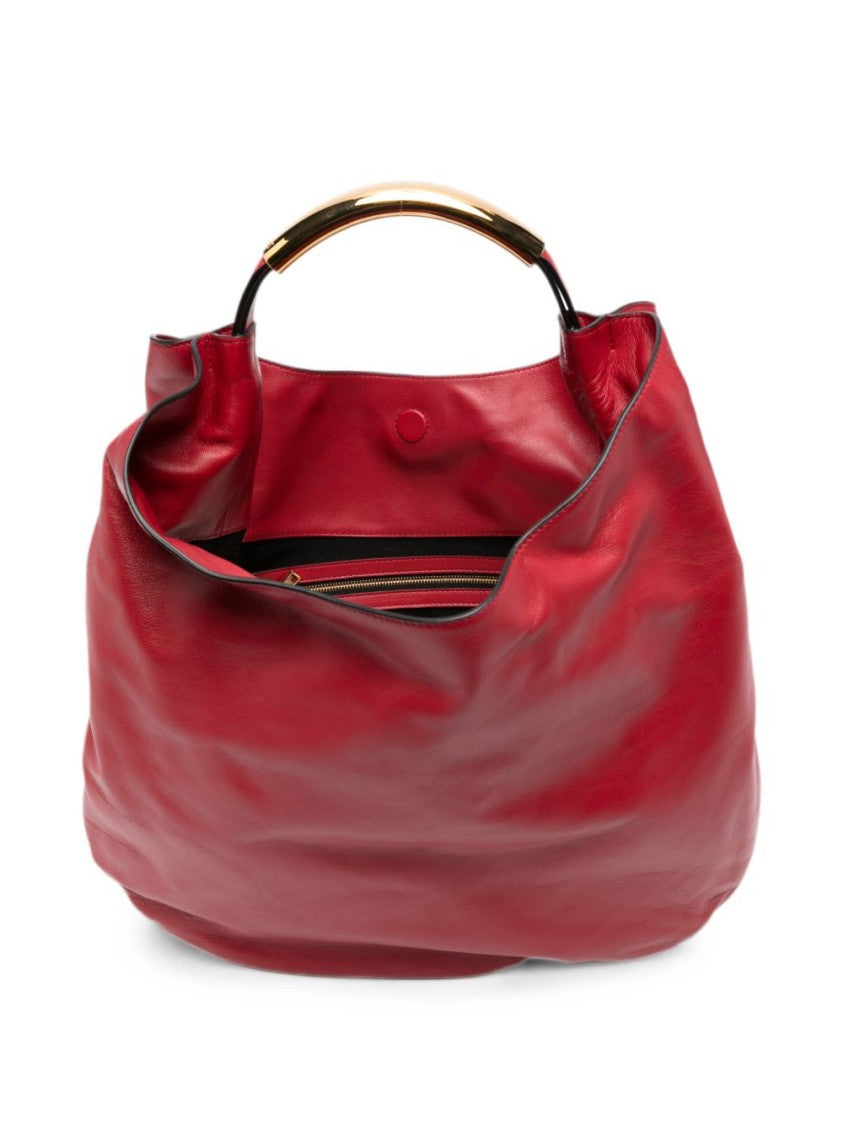 Moschino Slouchy Leather Handbag - Red