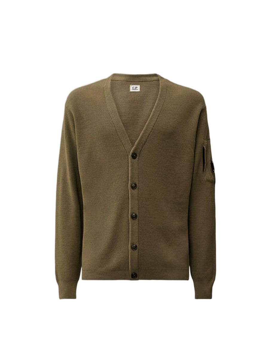 C.P. Company Classic V-Neck Cardigan With Button-Down Front And Ribbed Texture