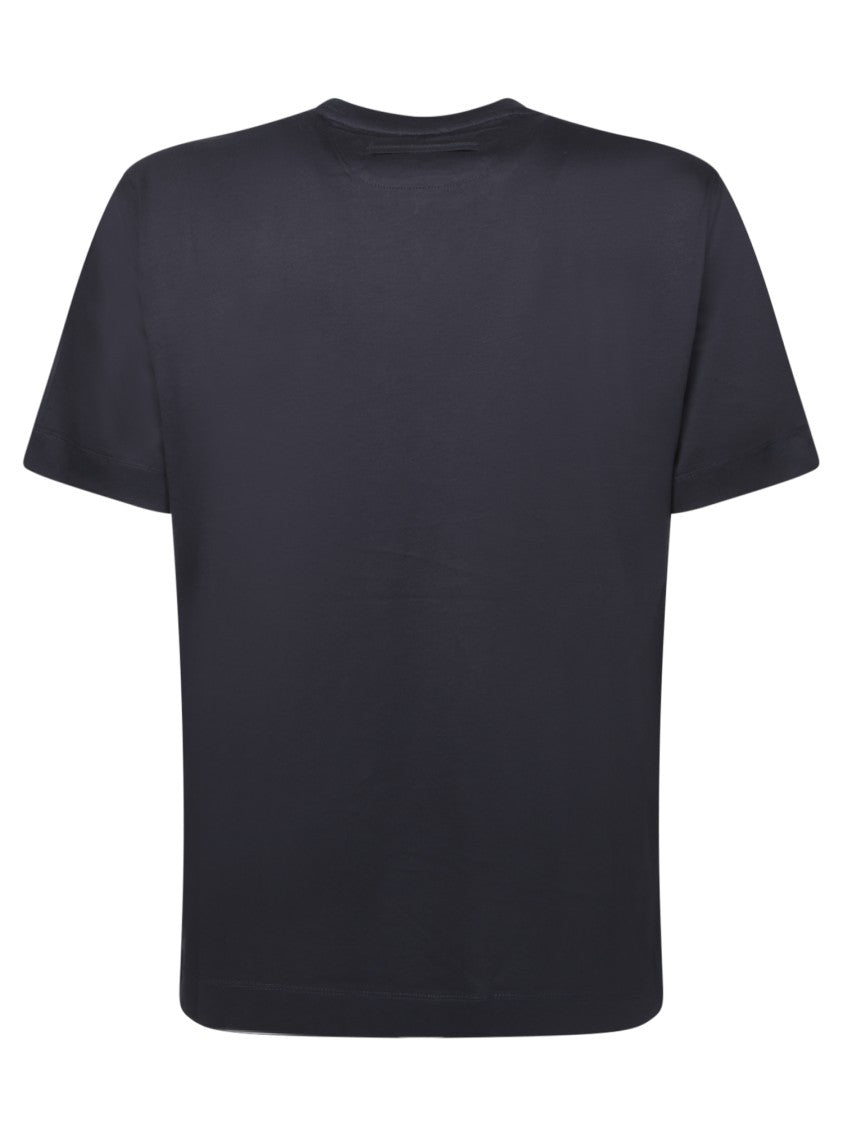 Zegna Blue Crew Neck Cotton T-Shirt