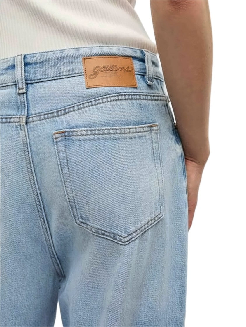 Ganni Wide-Leg Denim Trousers With Light Blue Wash