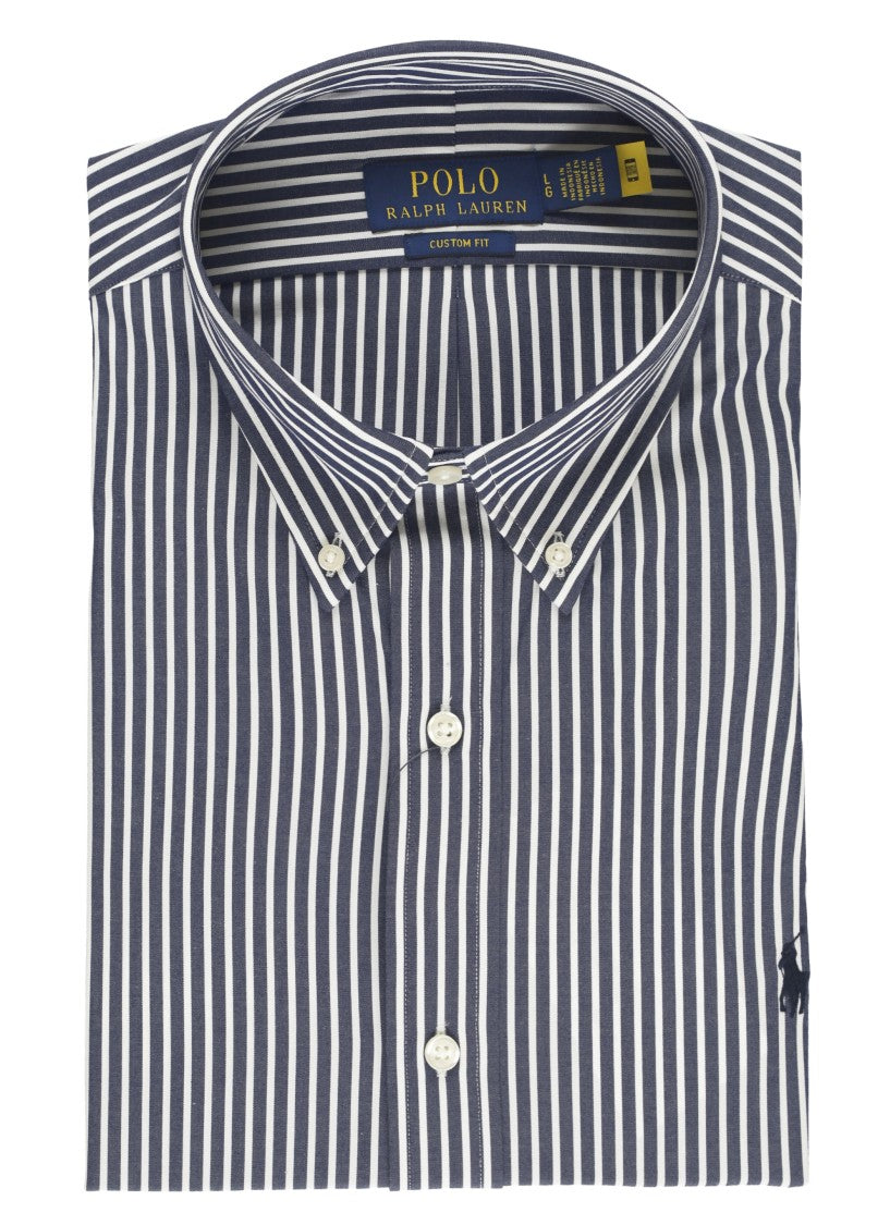 Polo Ralph Lauren Blue Vertical Striped Button-Down Cotton Shirt