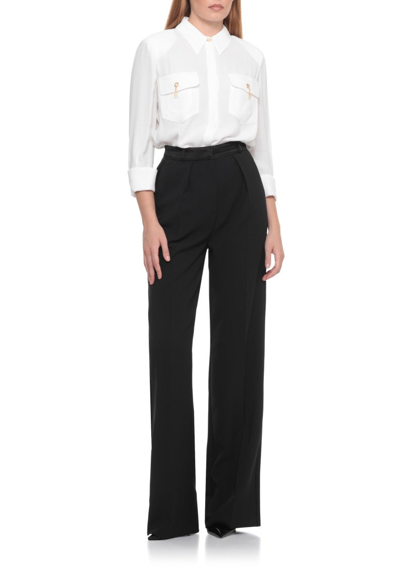 Elisabetta Franchi Viscose Shirt With Classic Collar And Flap Pockets