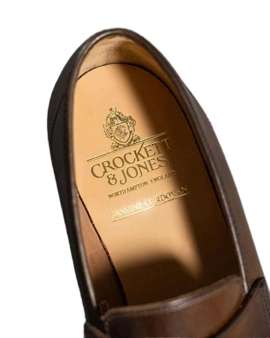 Crockett & Jones Penny Strap Loafers In Polished Horse Leather