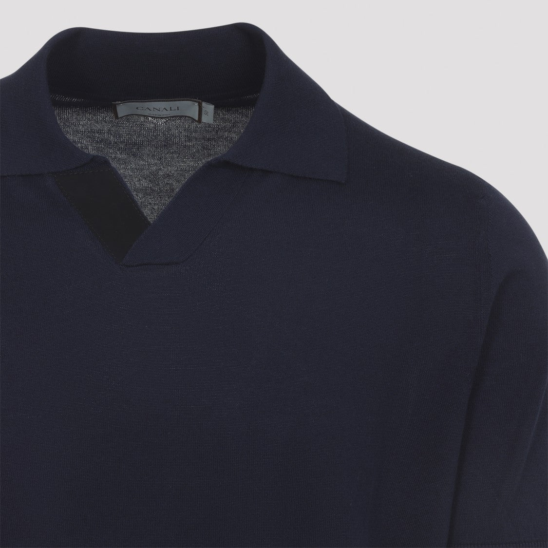 Canali Classic Short-Sleeve Polo Shirt With Subtle V-Neck Detail