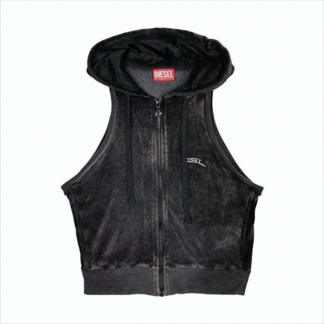 Diesel Cropped Black Vest With Front Zipper