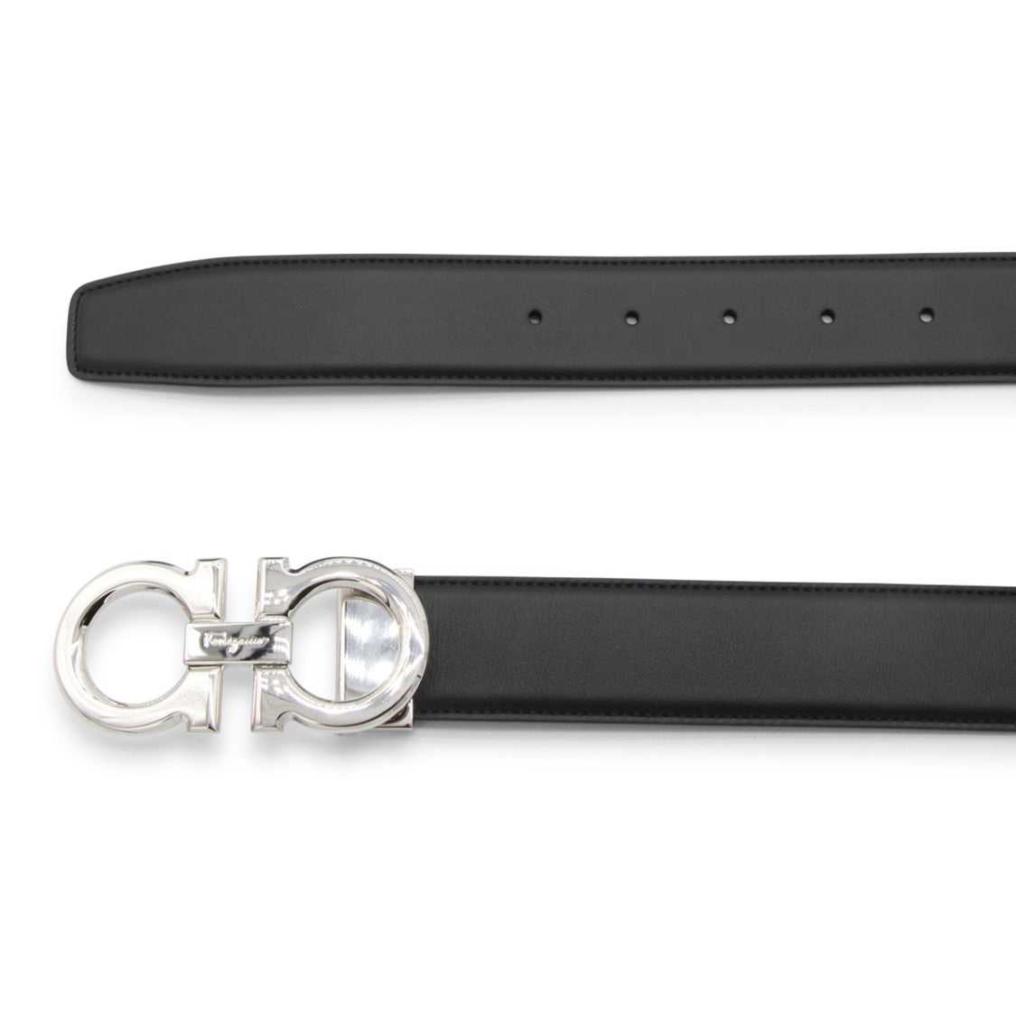 Ferragamo Black Leather Gancini Belt