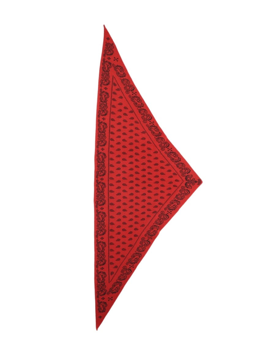 Guest In Residence Red Paisley Border Triangular Cashmere Scarf