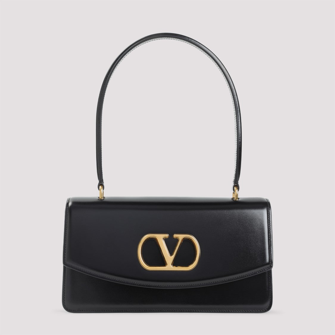 Valentino Garavani Black Calf Leather Vain Top Handle Bag