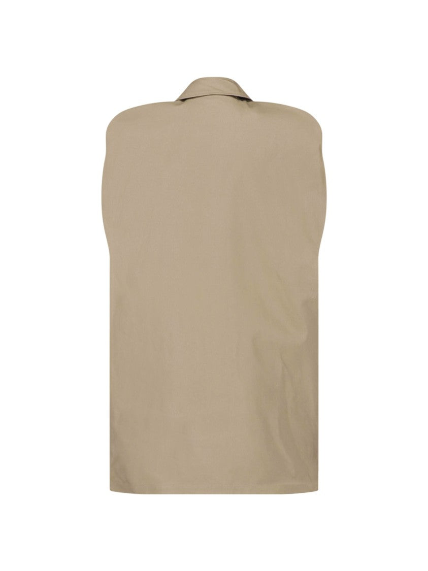 Mm6 By Maison Margiela Boxy Beige Jacket With Padded Shoulders