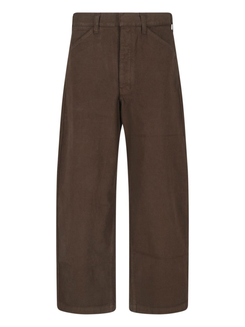 Lemaire Brown Rounded Wide-Leg Cotton Pants