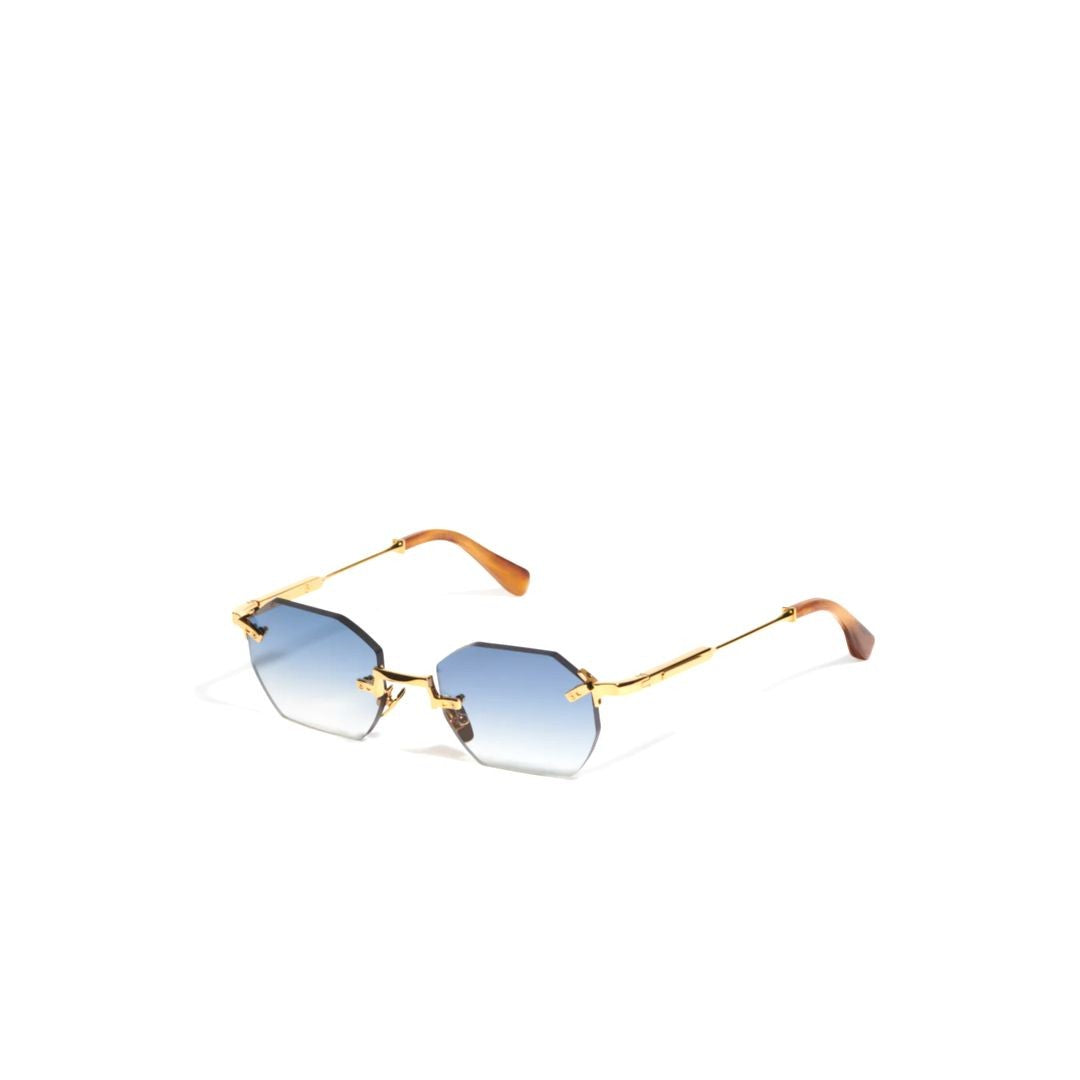 John Dalia Curtis 22 Carats Rimless Sunglasses With Octagonal Gradient Blue Lenses
