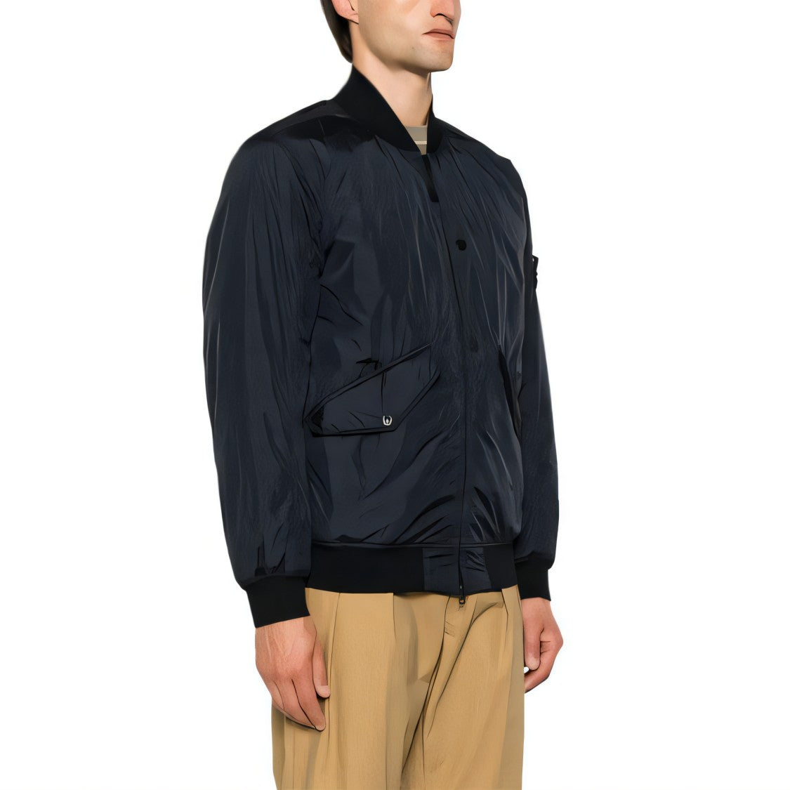 Stone Island Blue Stone Island Jacket With Ribbed Cuffs