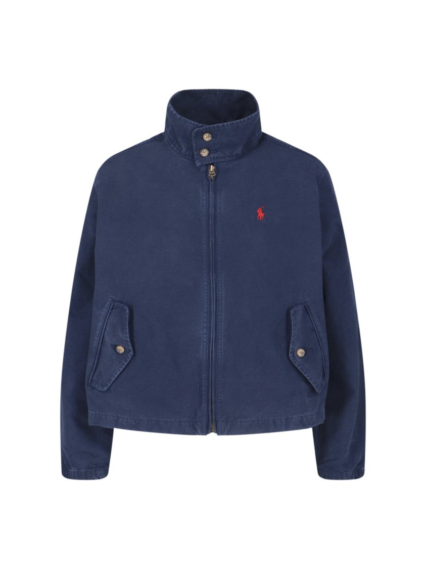 Polo Ralph Lauren Blue High Neck Cotton Canvas Jacket