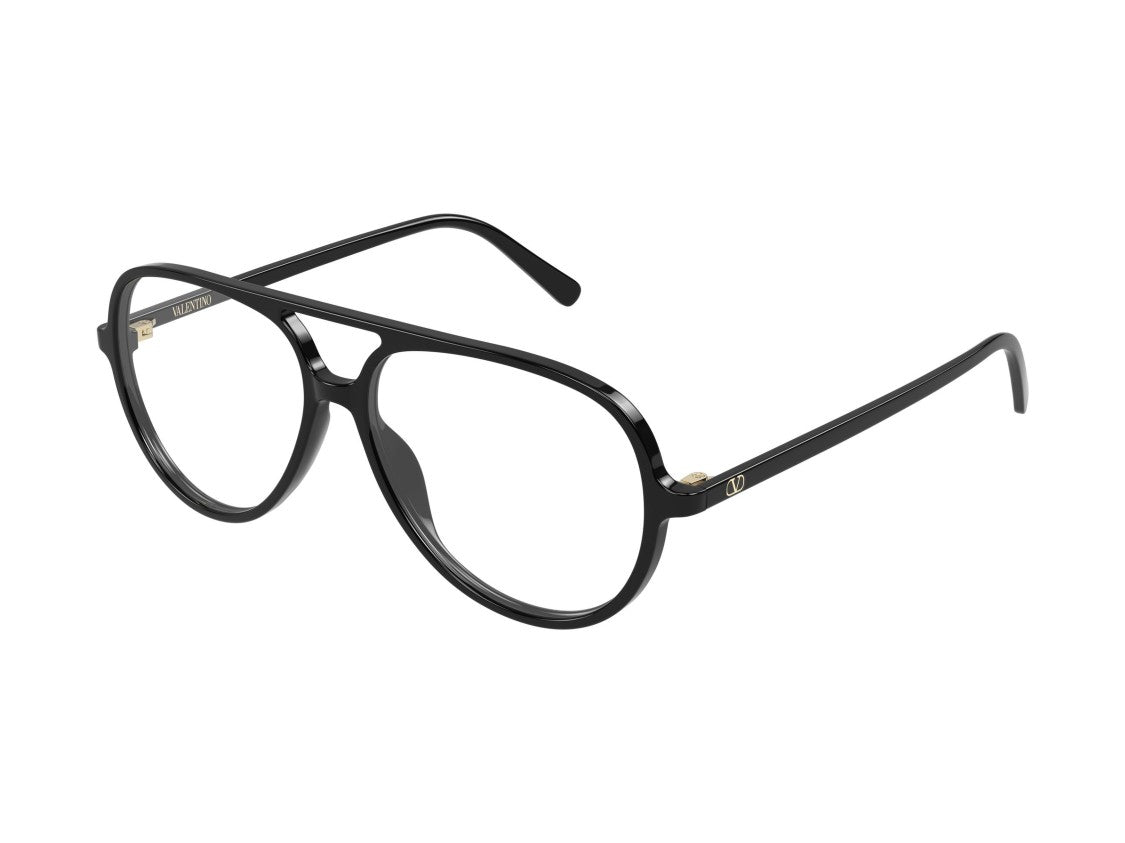 Valentino Black Vg0023o Glossy Acetate Oversized Aviator Eyeglasses
