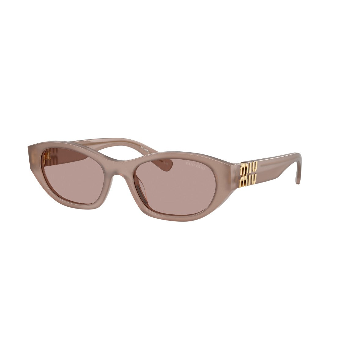 Miu Miu 0Mu A03s Translucent Taupe Oval Sunglasses