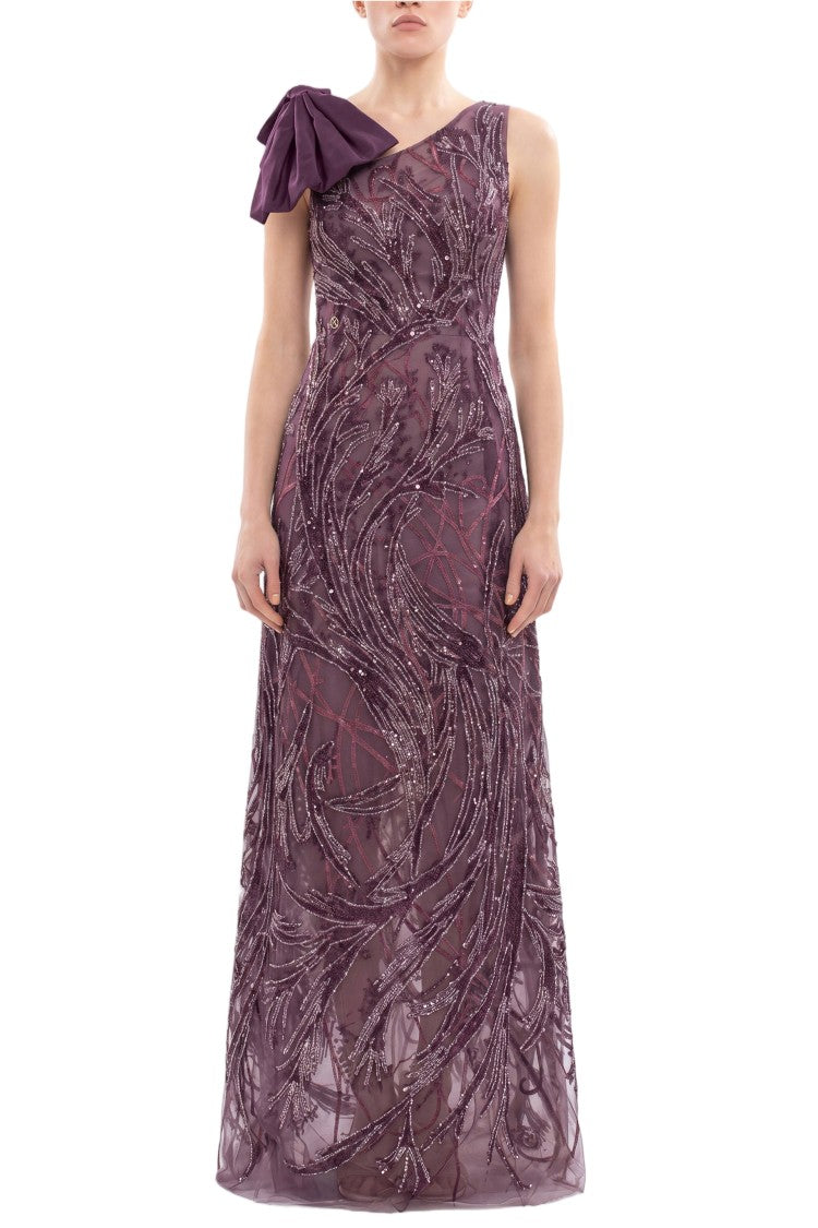 Saiid Kobeisy Asymmetrical Embroidered Dress With Bow