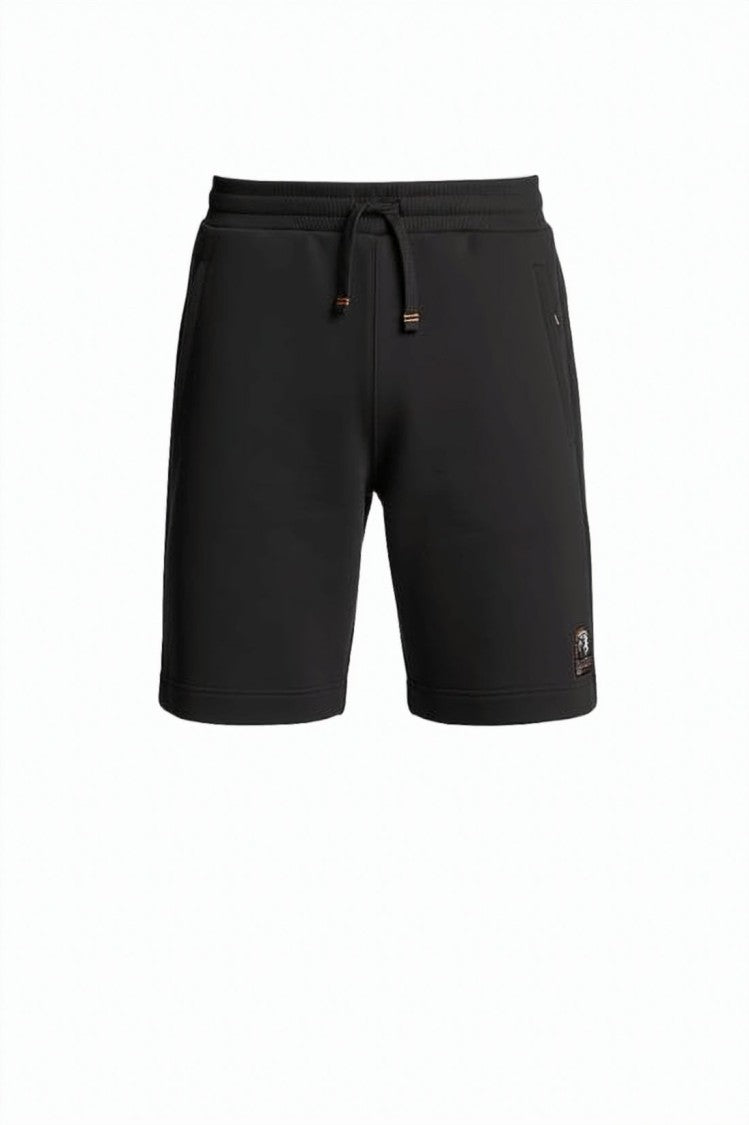 Parajumpers Minimalist Black Shorts With Drawstring Waistband And Logo Patch