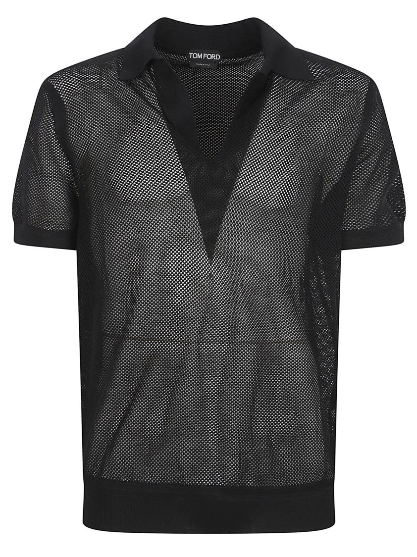 Tom Ford Semi-Transparent Black Polo Shirt