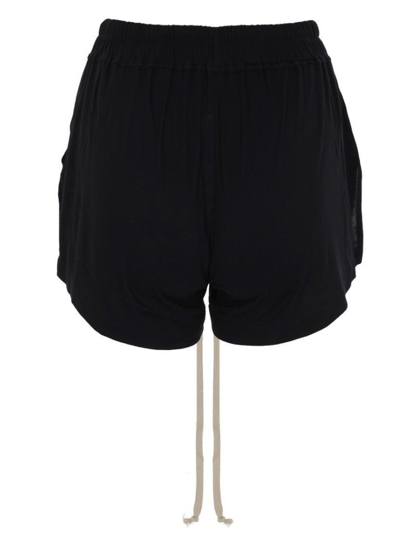 Rick Owens X Lilies Boxers Viscose Gathered Long Drawstring Shorts