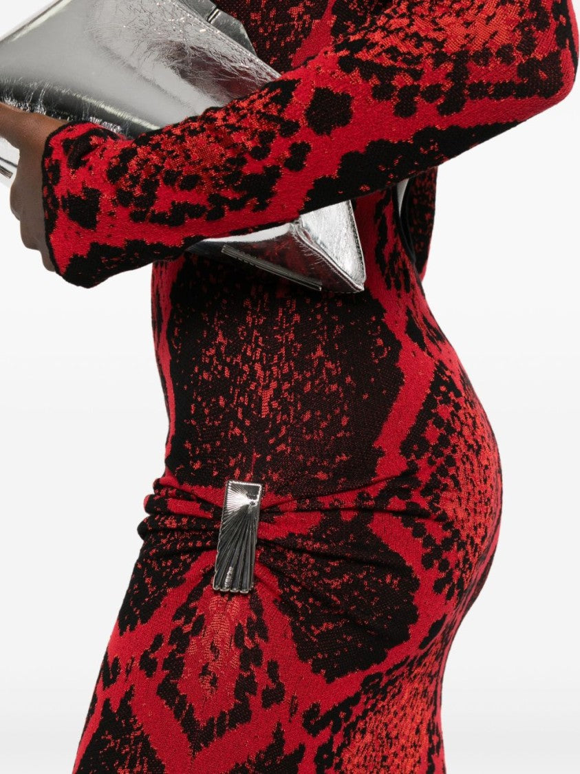 The Attico Python Print Midi Dress With Cut-Out Back