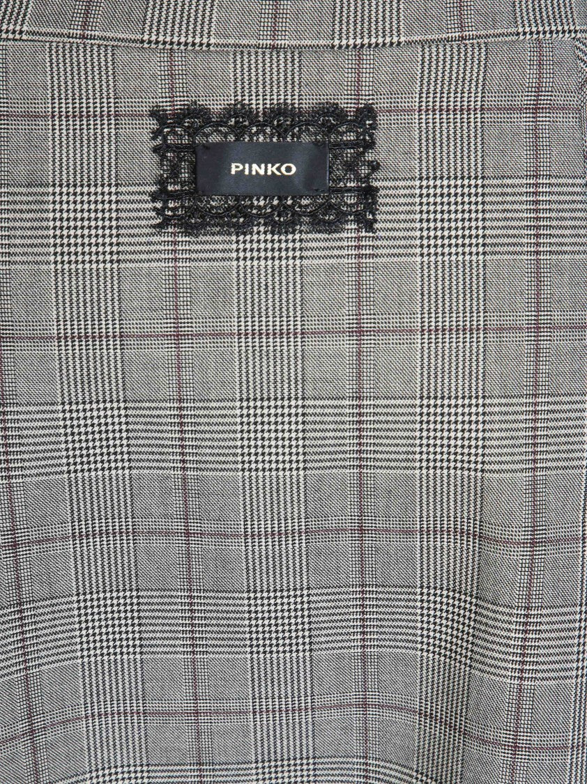 Pinko Giunco Wool-Blend Plaid Lace Mini Skirt
