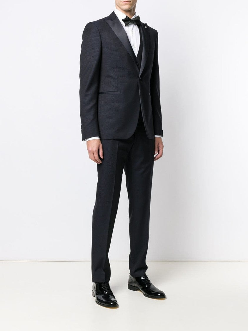 Tagliatore Three-Piece Tailored Suit In Rich Blue Virgin Wool