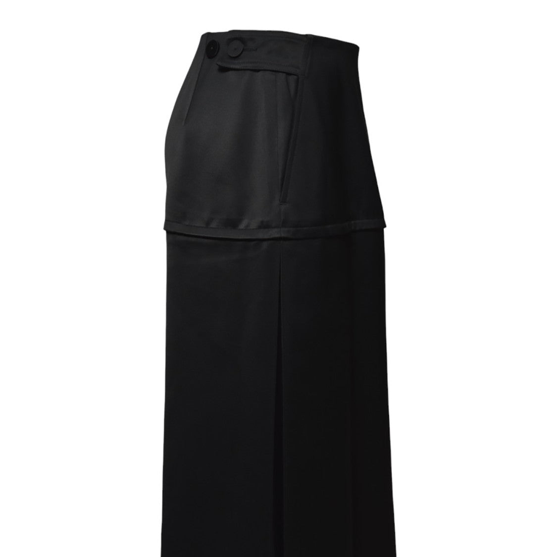Jil Sander Black Viscose Satin Long Skirt