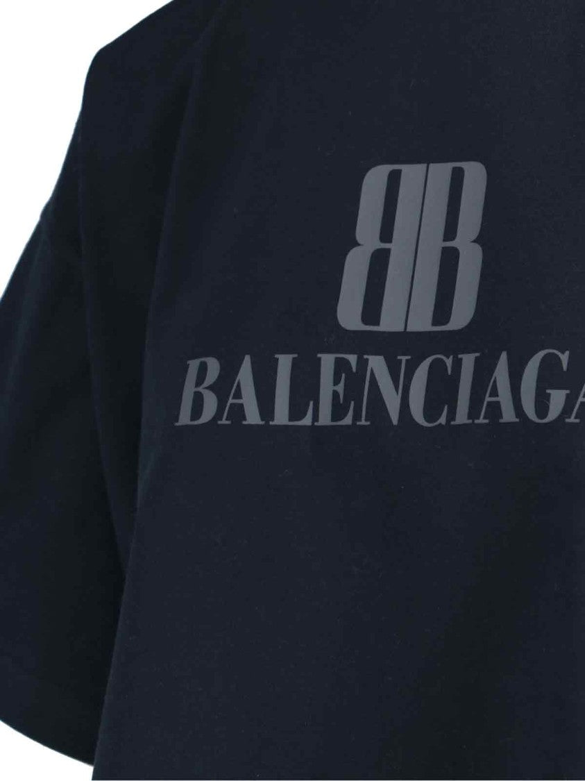 Balenciaga High-Collar Black T-Shirt With Logo Print