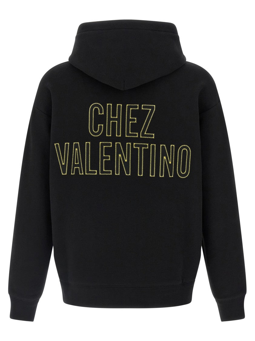 Valentino Garavani Brushed Cotton Hoodie With All-Over Embroidery