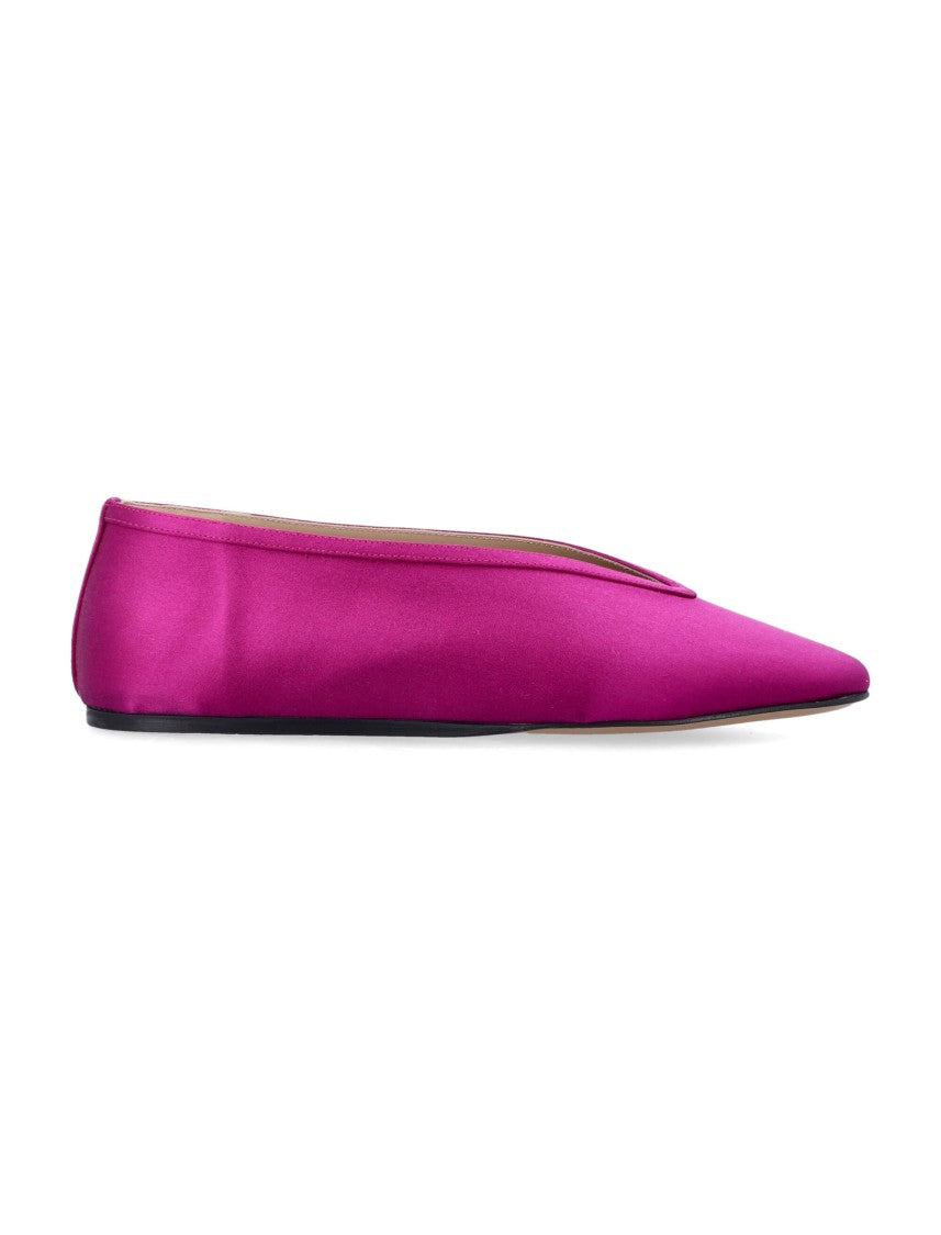 Le Monde Beryl Luna Handsewn Magenta Satin Flat Slippers