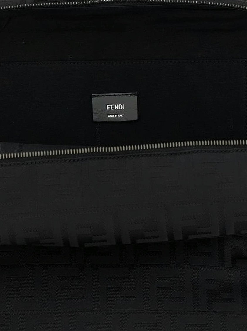 Fendi Textured Fabric Backpack With Leather Accents