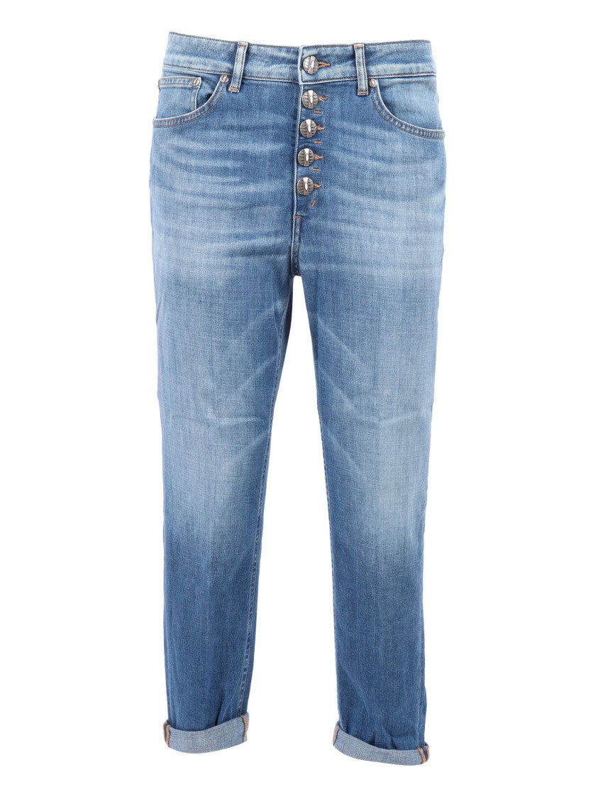 Dondup High-Waisted Light Wash Jeans With Rolled Cuffs