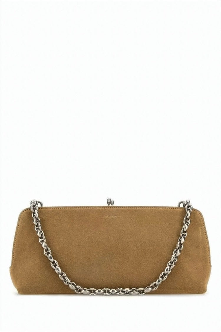 Jil Sander Soft Suede Shoulder Bag With Silver Chain Strap