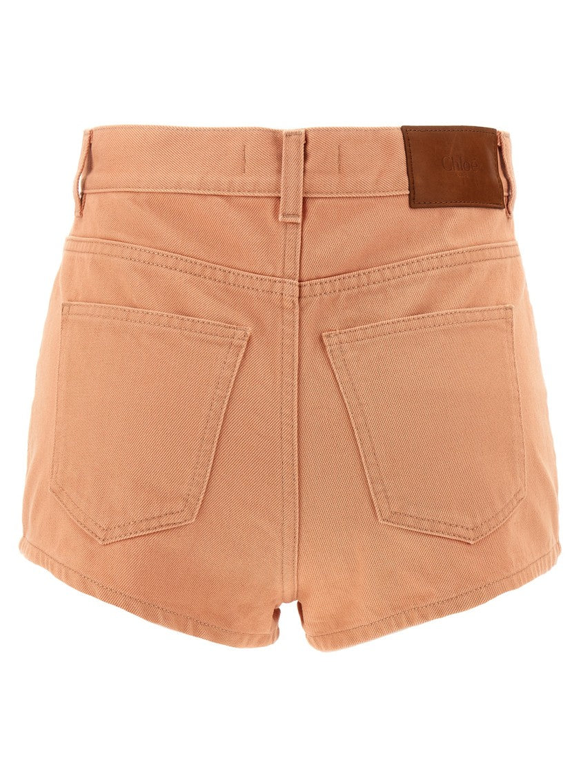 Chloé Garment-Dyed Cotton Denim Shorts