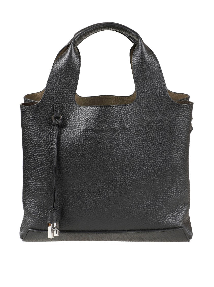 Hogan Structured Handbag In Textured Black Leather