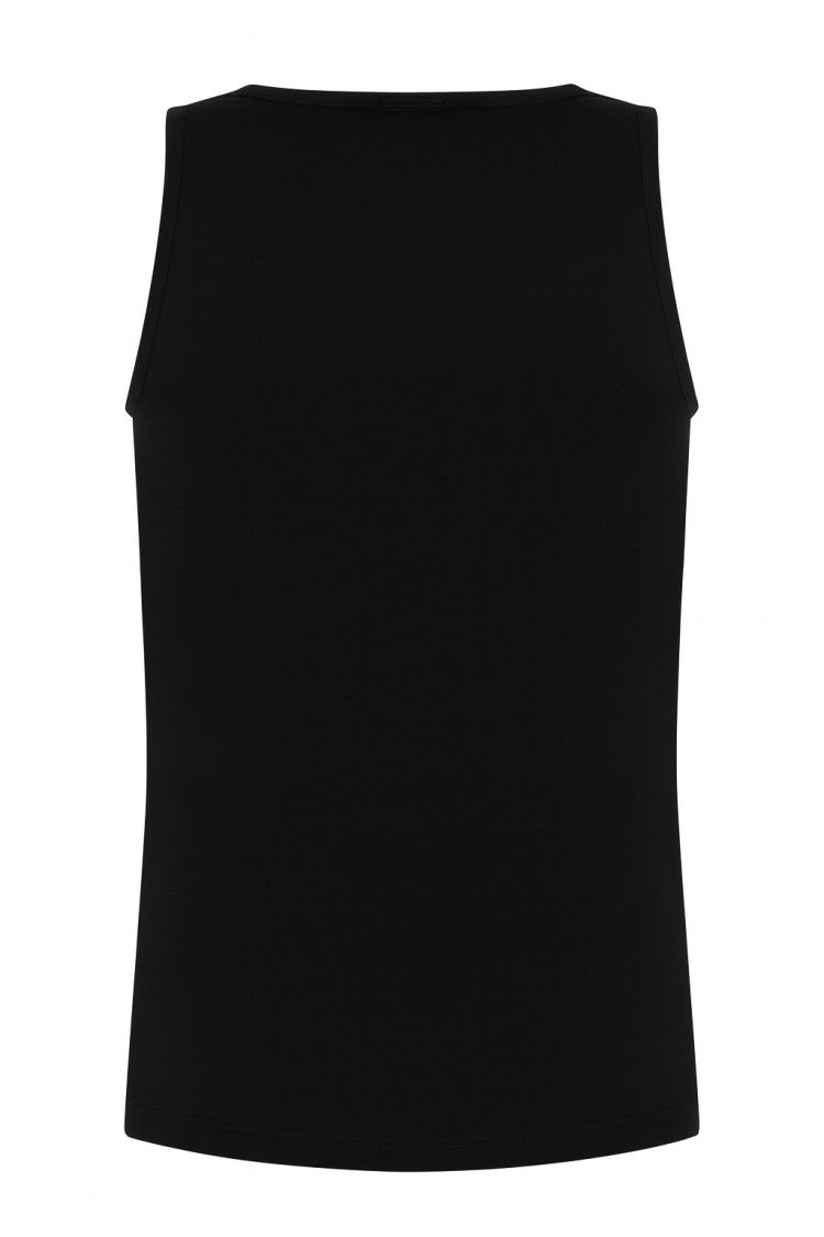 Zegna Relaxed Fit Black Cotton-Modal Top