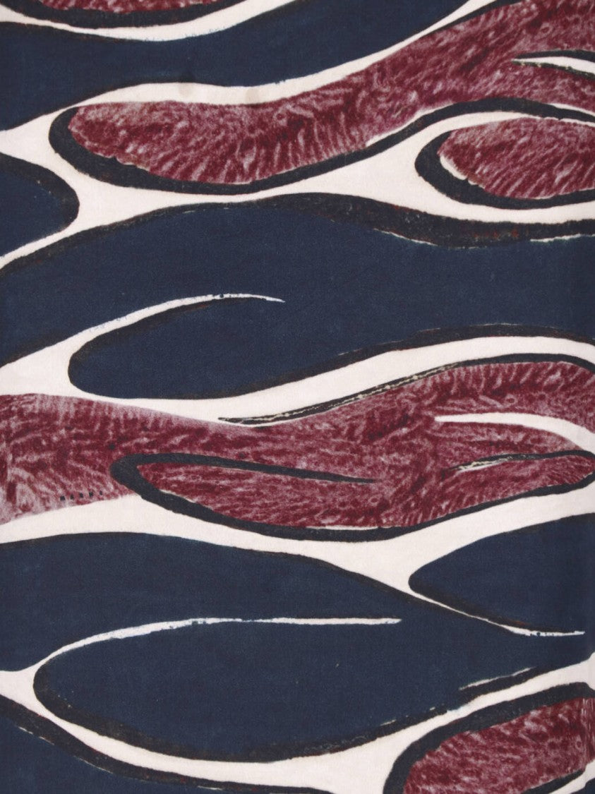 Marni High-Waisted Midi Skirt With Crimson Flow Pattern