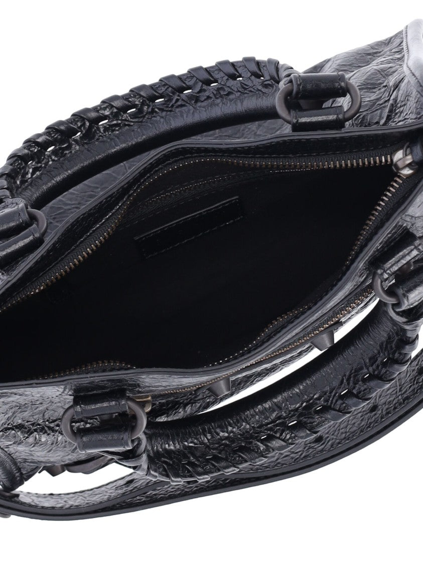 Balenciaga Black Le City Crinkled Leather Bag