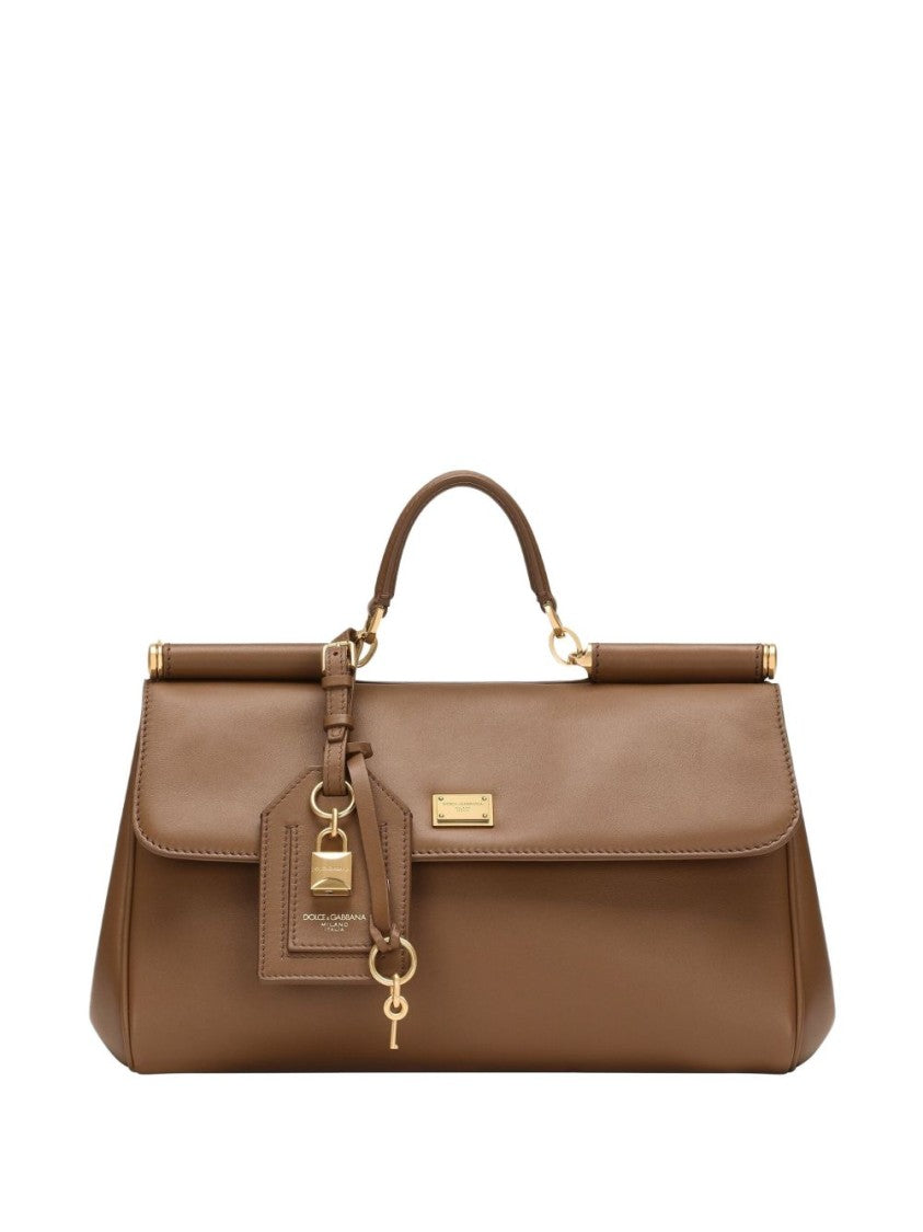 Dolce & Gabbana Structured Beige Handbag With Gold-Tone Hardware