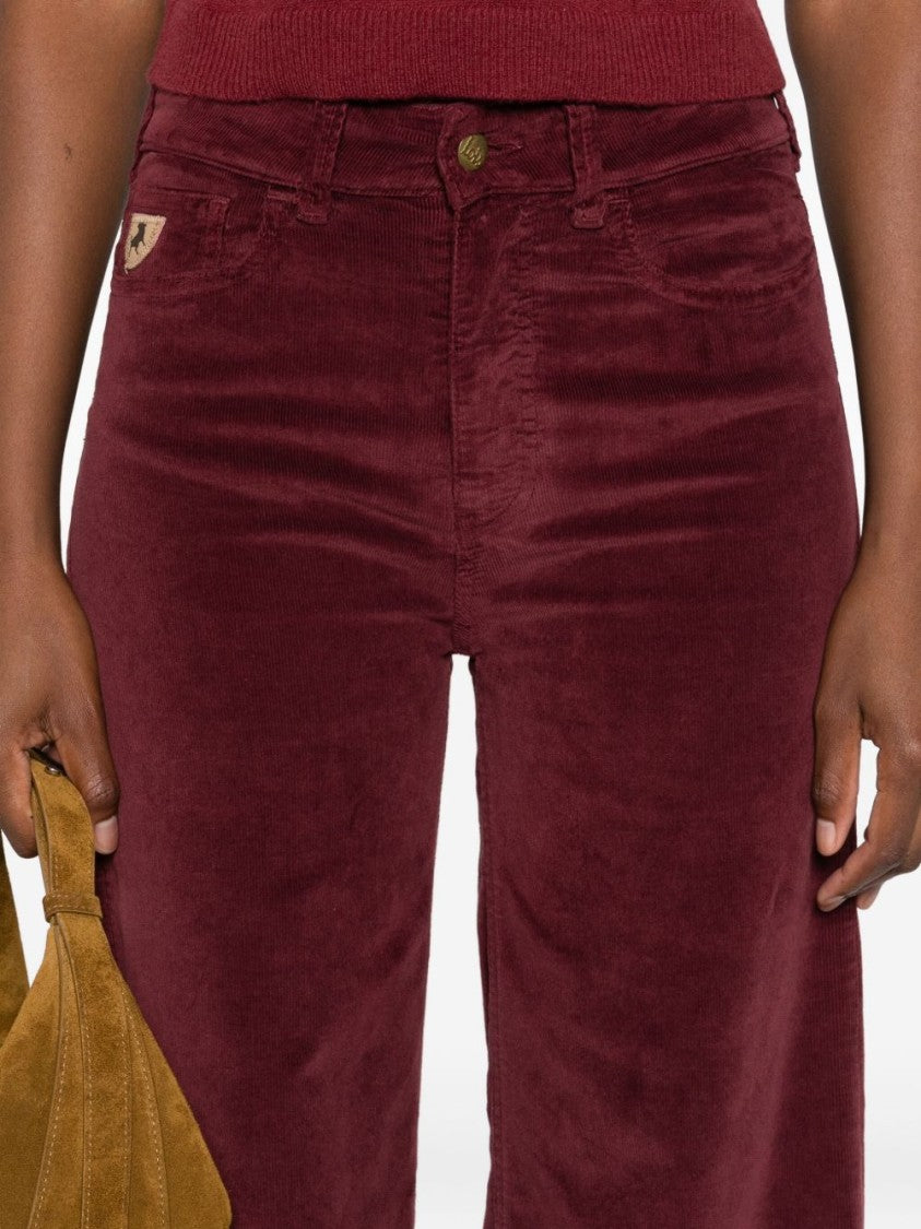 Iois Wide-Leg Burgundy Trousers With Classic Five-Pocket Design