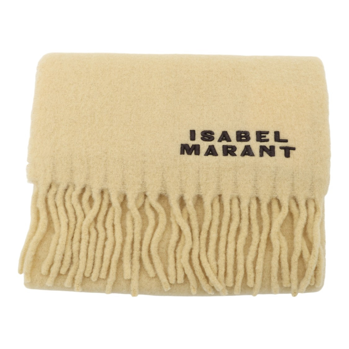 Isabel Marant Plush Textured Scarf With Fringed Ends And Embroidered Detailing