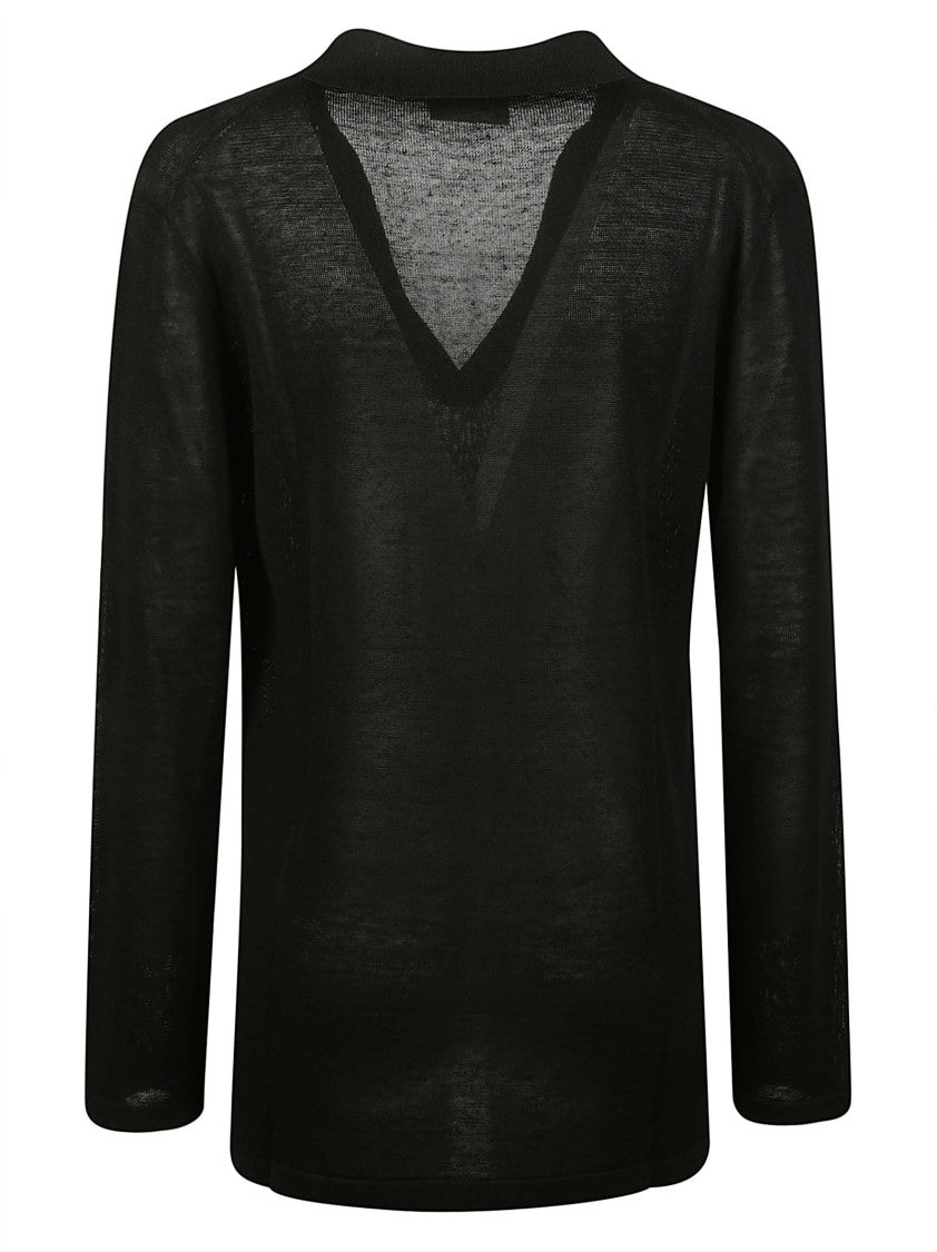 P.A.R.O.S.H. Babygirl V Neck Semi Sheer Linen Sweater