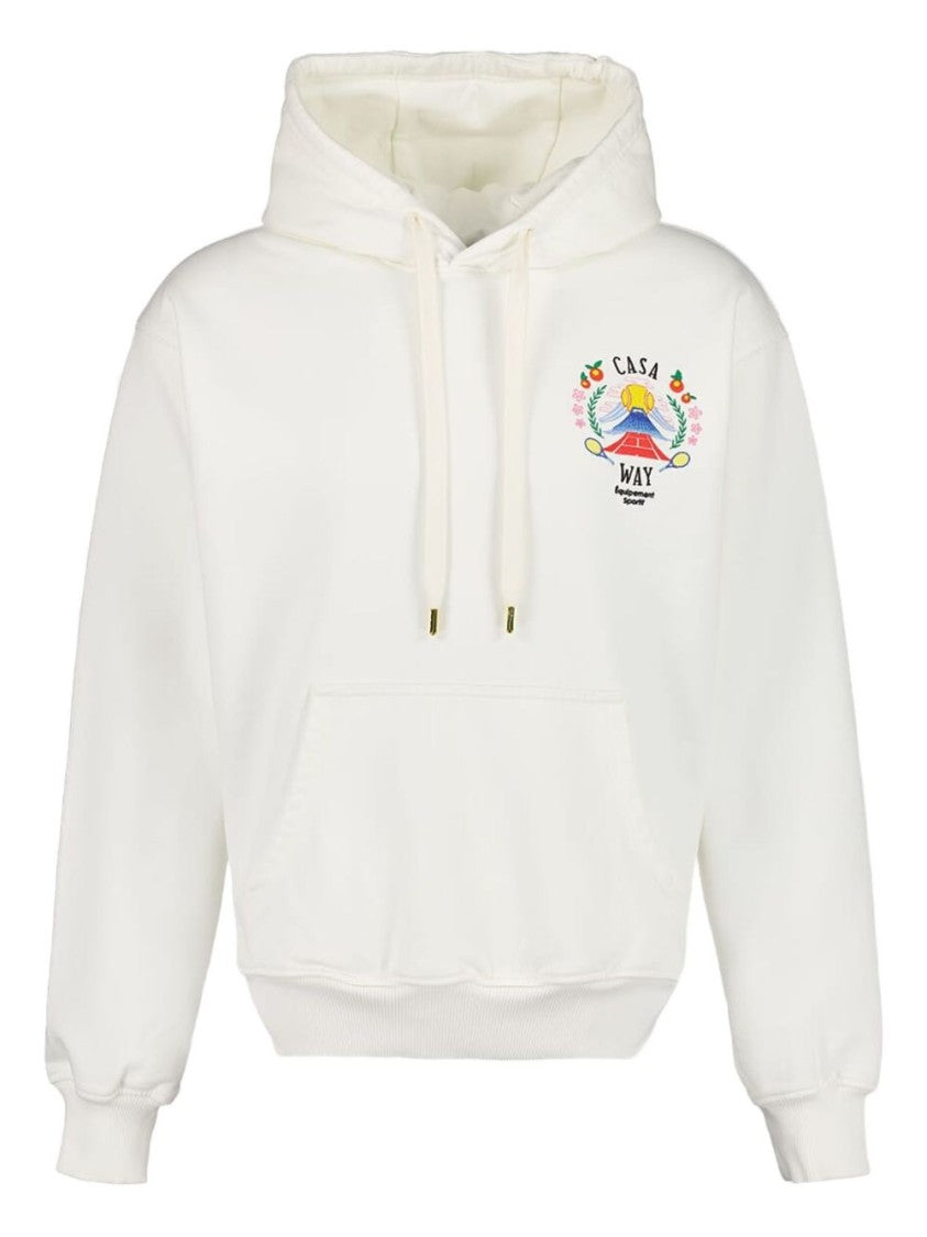 Casablanca Cropped White Sweatshirt With Embroidered Logo